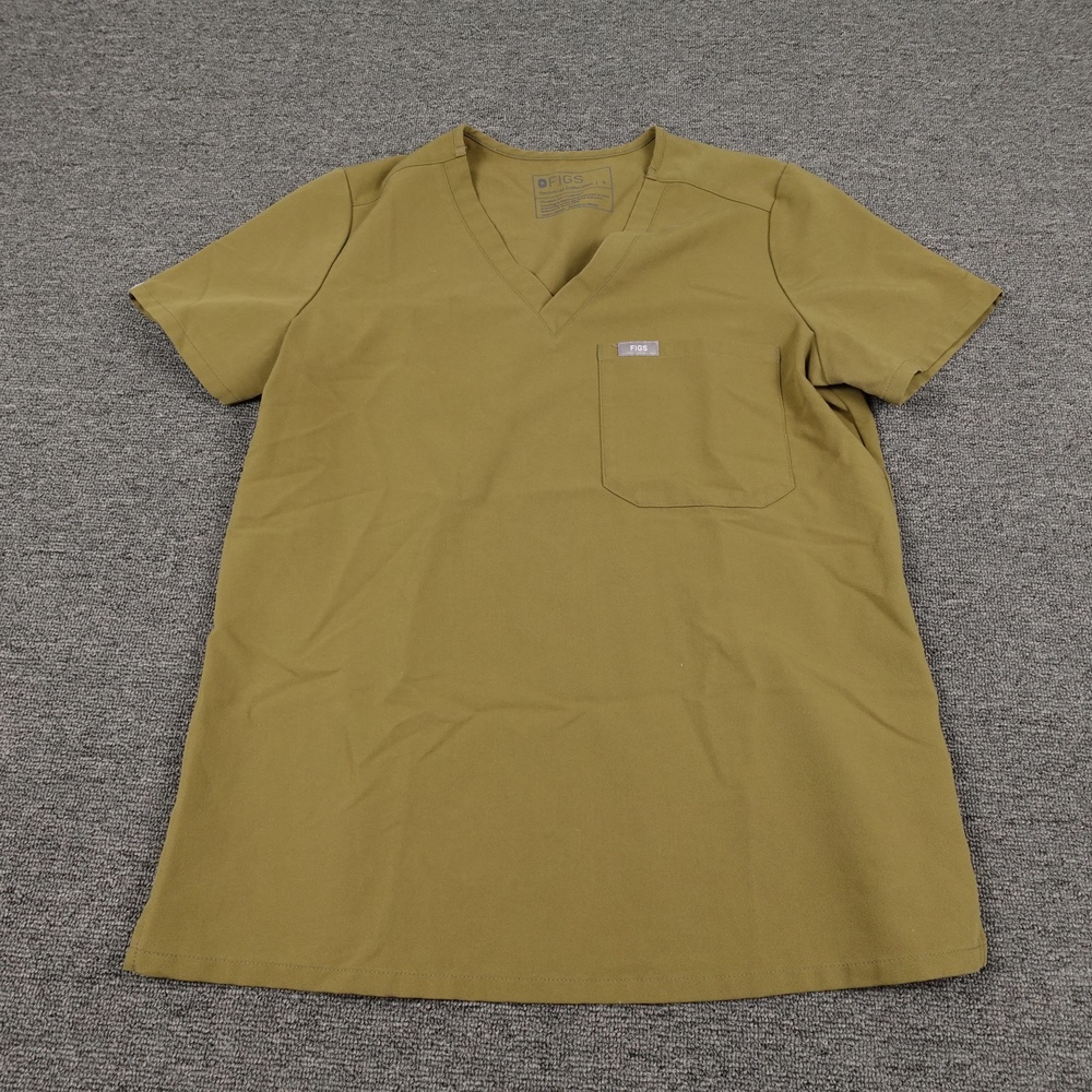 FIGS Scrub Top Womens Small Green Technical Collection V Neck Pocket Medical